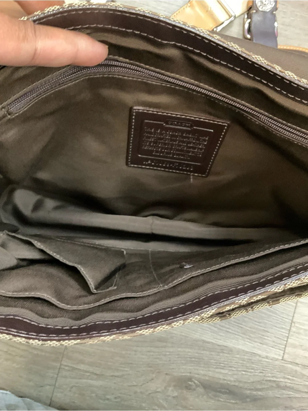 Coach Beige & Tan Signature Canvas Crossbody Bag